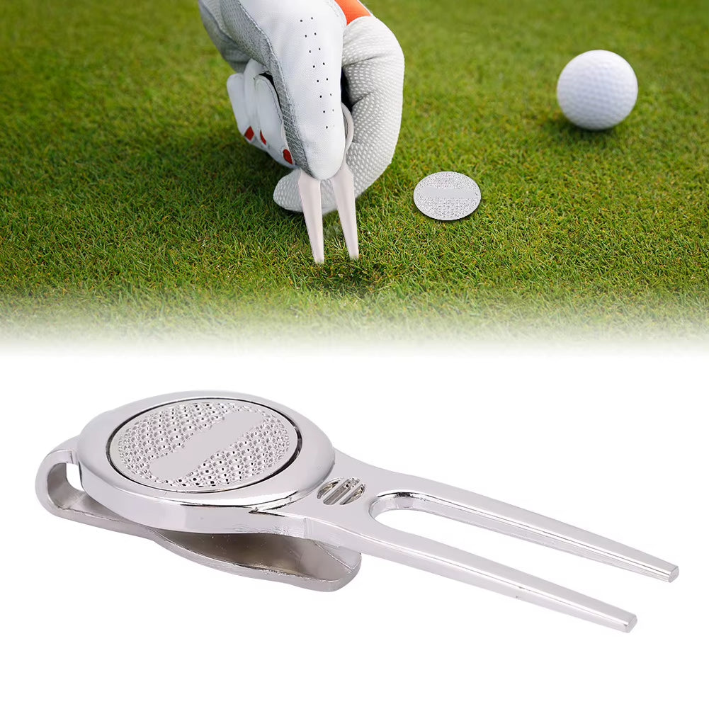 Golf Divot Repair Tool with Magnetic Ball Marker – Groove Cleaner & Hat Clip