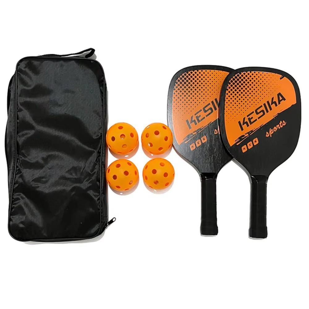 Pickleball Paddle Set with 4 Balls & Carrying Bag – Poplar Wood, Non-Slip (Kids & Family)