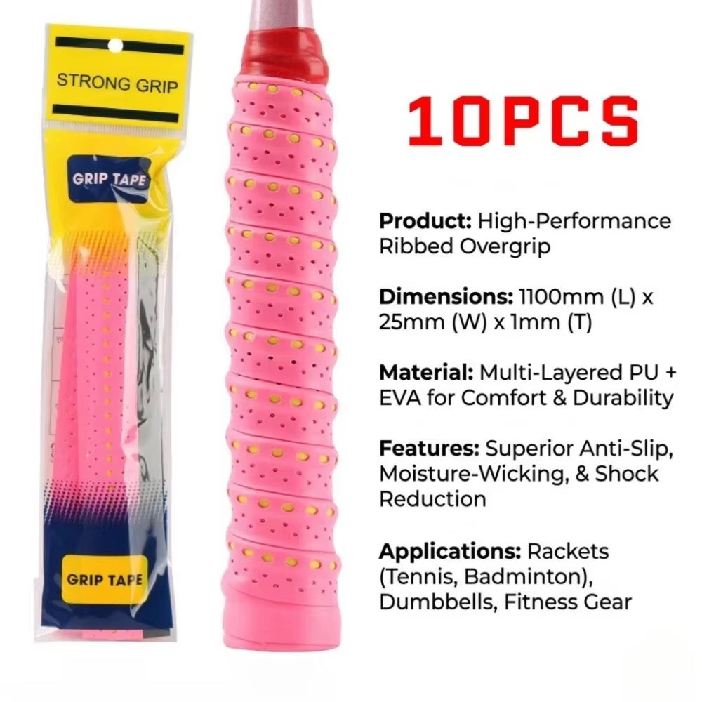 Padel & Tennis Overgrips (10 Pack) – Anti-Slip, Sweat-Absorbing Racket Grip Tape
