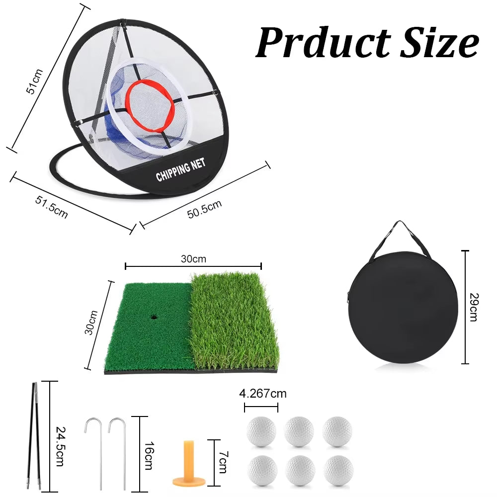 Pop-Up Golf Chipping Net with Hitting Mat – Foldable Target Net for Garden Practice