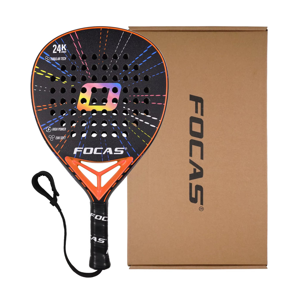 FOCAS 24K Pro Carbon Padel Tennis Racket | Advanced Textured Plate Surface for Ultimate Control and Explosive Shots