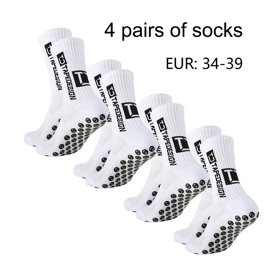 1/4/6 Parirs of Size 36-40 Children'S and Women TC Mid Tube Glued Football Non Slip Socks for Sports Training and Competition