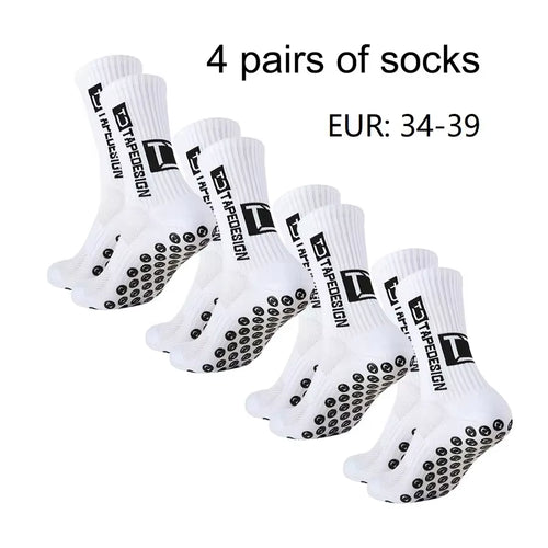 1/4/6 Parirs of Size 36-40 Children'S and Women TC Mid Tube Glued Football Non Slip Socks for Sports Training and Competition