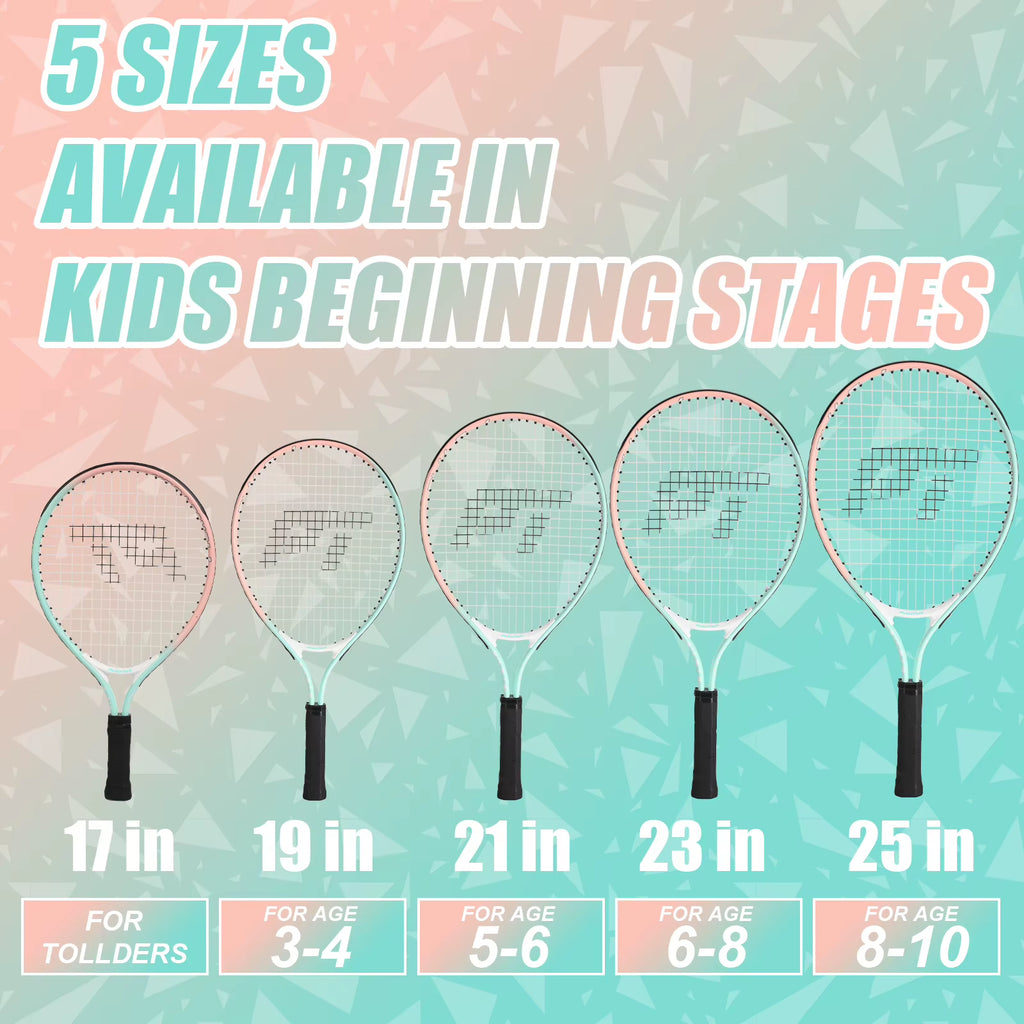 Pickletech Kids Junior Tennis Racket Set | 17-Inch Lightweight Aluminum Racquet & Travel Bag for Toddlers
