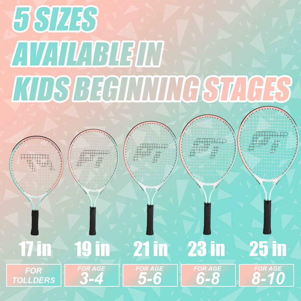 Pickletech Kids Junior Tennis Racket Set | 17-Inch Lightweight Aluminum Racquet & Travel Bag for Toddlers