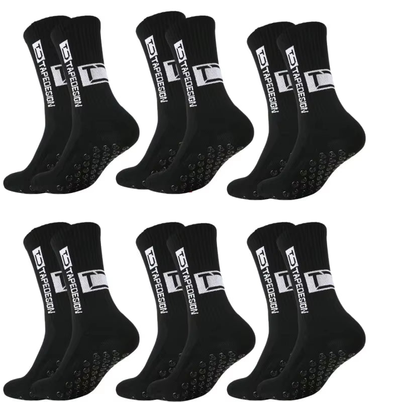 1/4/6 Parirs of Size 36-40 Children'S and Women TC Mid Tube Glued Football Non Slip Socks for Sports Training and Competition