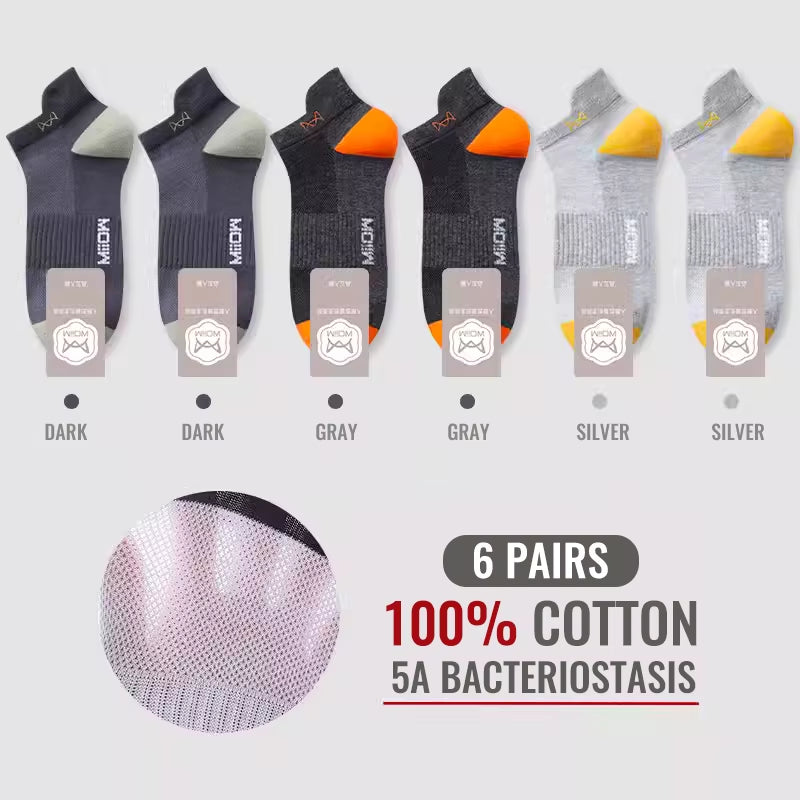 100% Pure Cotton Short Socks Men Ankle Sock Business Dress Ear-Lifting Heel Protection Deodorant Antibacterial Sports Sock