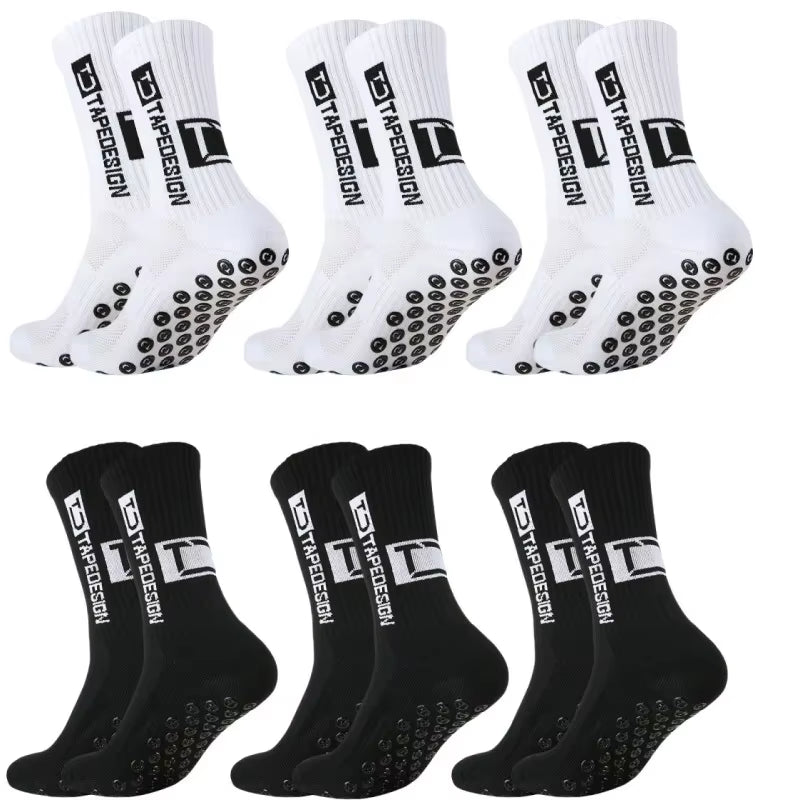 1/4/6 Parirs of Size 36-40 Children'S and Women TC Mid Tube Glued Football Non Slip Socks for Sports Training and Competition