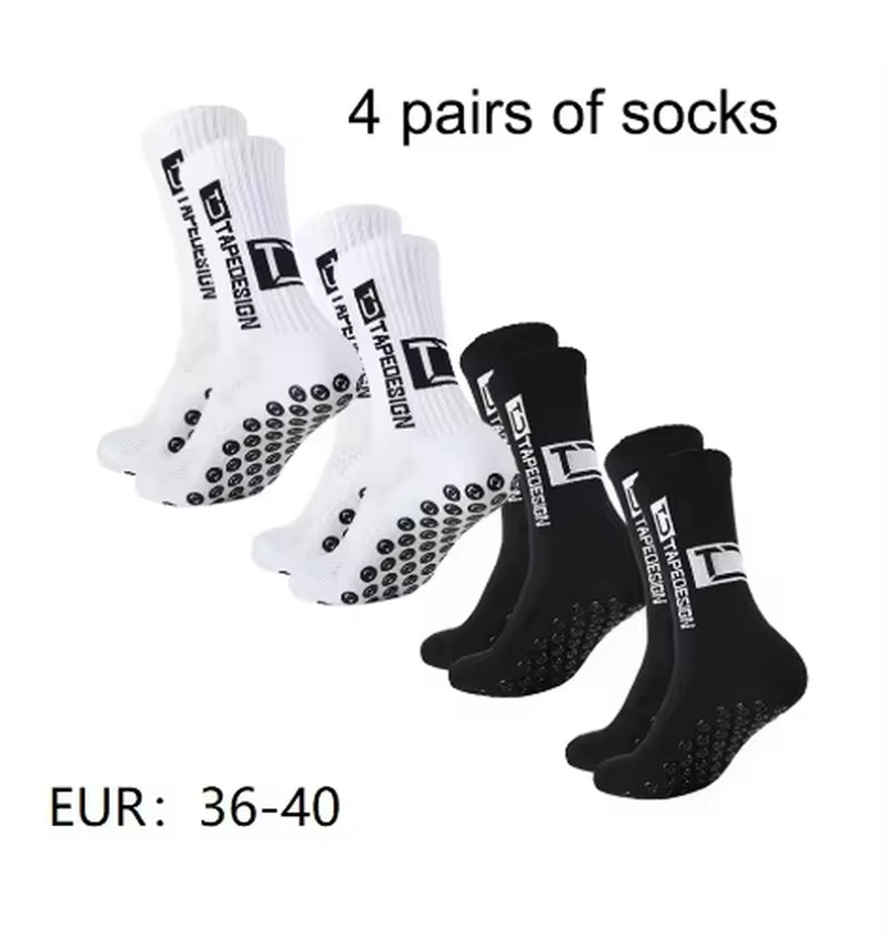 1/4/6 Parirs of Size 36-40 Children'S and Women TC Mid Tube Glued Football Non Slip Socks for Sports Training and Competition