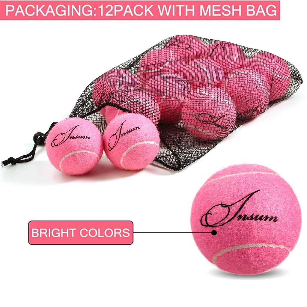 Bulk 12-Piece Tennis Ball Set | High-Elasticity Rubber Training & Play Balls with Handy Mesh Storage Bag