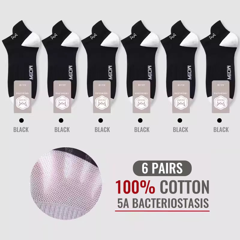 100% Pure Cotton Short Socks Men Ankle Sock Business Dress Ear-Lifting Heel Protection Deodorant Antibacterial Sports Sock