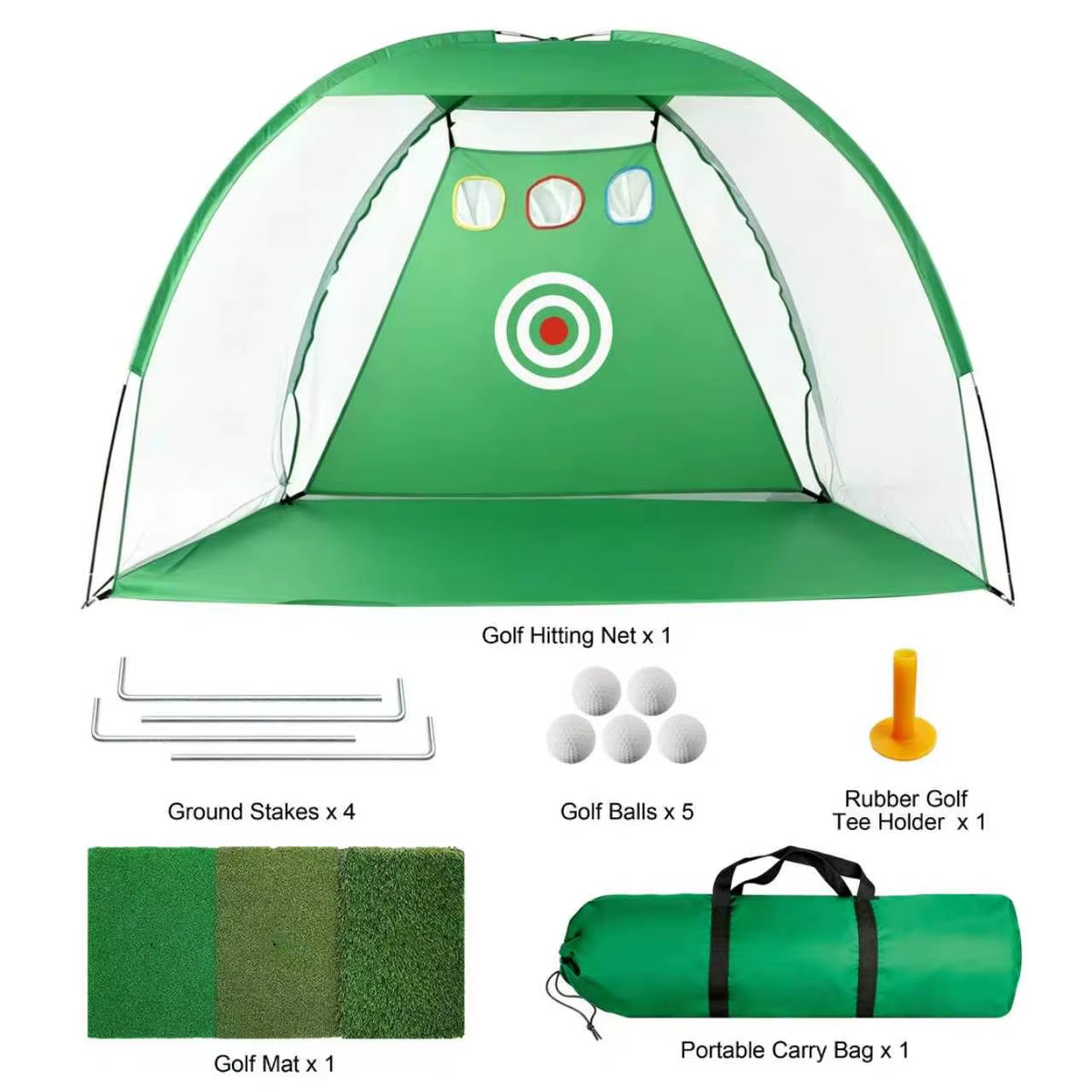 Golf Practice Net 2m × 1.4m with Hitting Mat – Garden Driving & Chipping Net