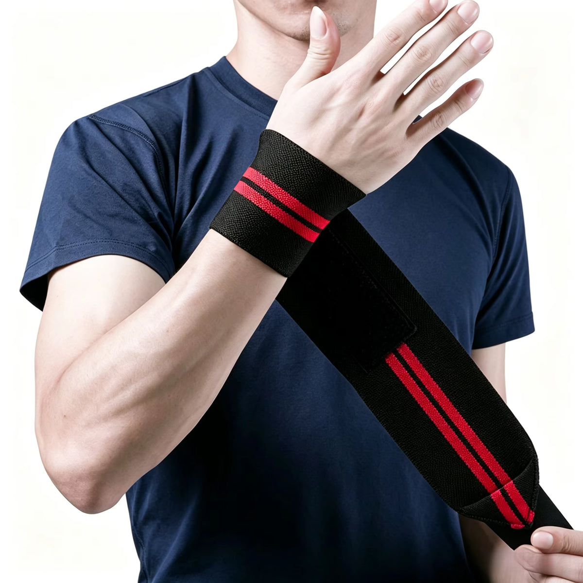 Weightlifting Wrist Wraps (1 Pair) – Adjustable Elastic Wraps for Gym & Powerlifting