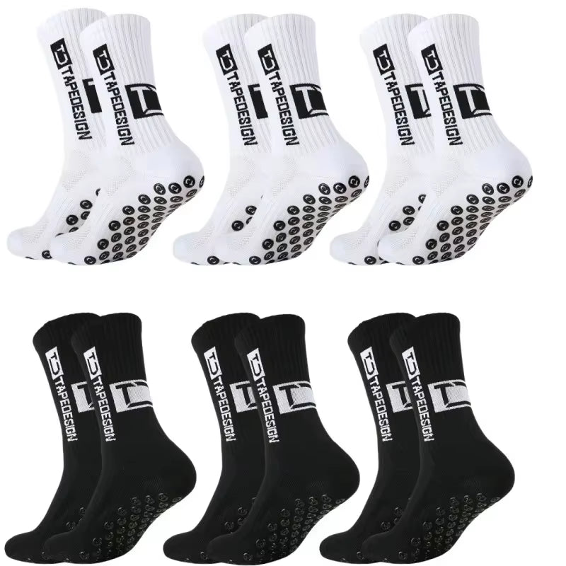 1/4/6 Parirs of Size 36-40 Children'S and Women TC Mid Tube Glued Football Non Slip Socks for Sports Training and Competition