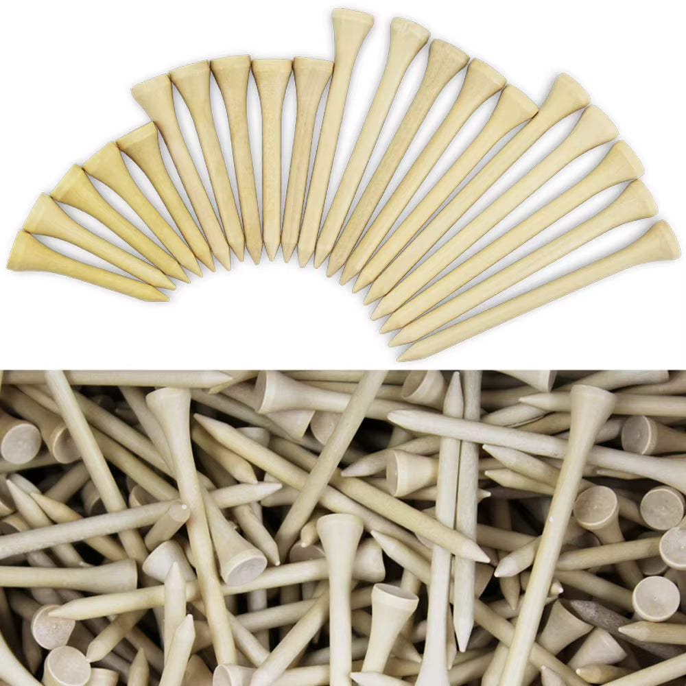 Bamboo Golf Tees (100 Pack) – 4 Mixed Sizes for Driver, Woods & Irons
