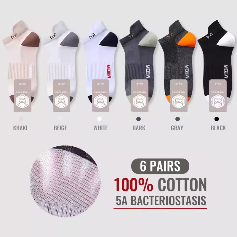 100% Pure Cotton Short Socks Men Ankle Sock Business Dress Ear-Lifting Heel Protection Deodorant Antibacterial Sports Sock
