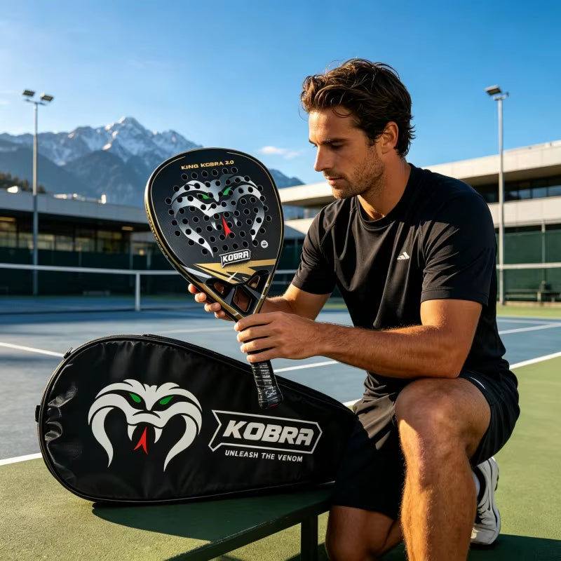KING KOBRA 2.0 Pro 18K Carbon Padel Tennis Racket | Anti-Slip Grip, 3D Spin Surface & Shock Absorption