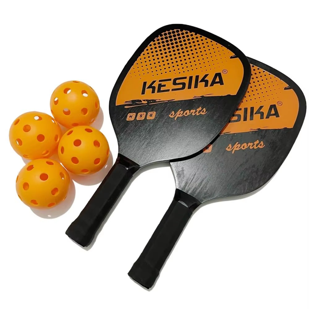 Pickleball Paddle Set with 4 Balls & Carrying Bag – Poplar Wood, Non-Slip (Kids & Family)