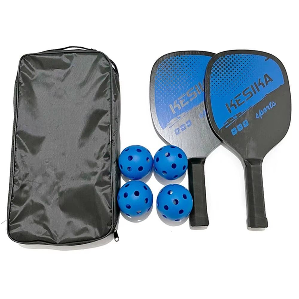 Pickleball Paddle Set with 4 Balls & Carrying Bag – Poplar Wood, Non-Slip (Kids & Family)