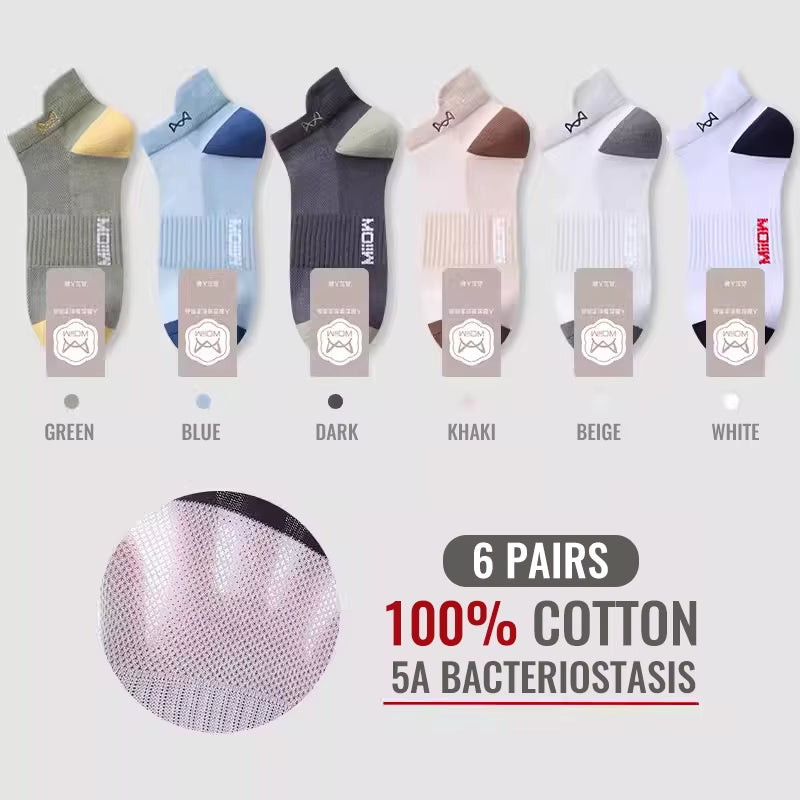 100% Pure Cotton Short Socks Men Ankle Sock Business Dress Ear-Lifting Heel Protection Deodorant Antibacterial Sports Sock
