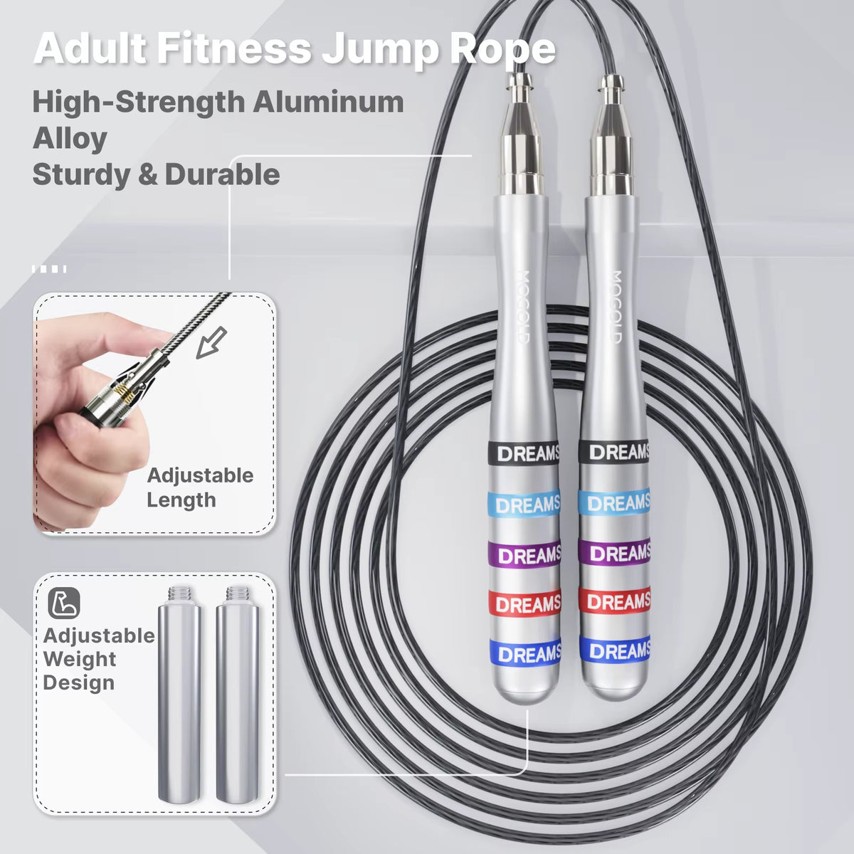 Adjustable Weighted Skipping Rope – Jump Rope for Gym, Boxing & Fitness