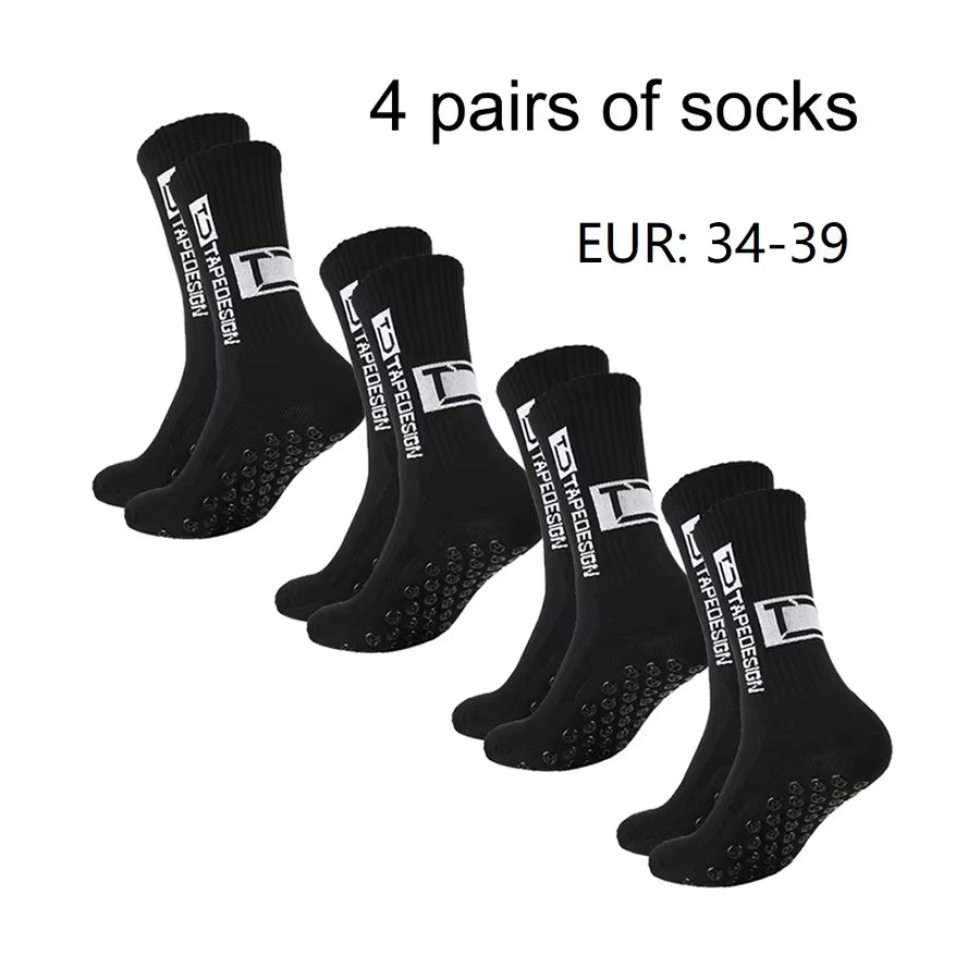 1/4/6 Parirs of Size 36-40 Children'S and Women TC Mid Tube Glued Football Non Slip Socks for Sports Training and Competition