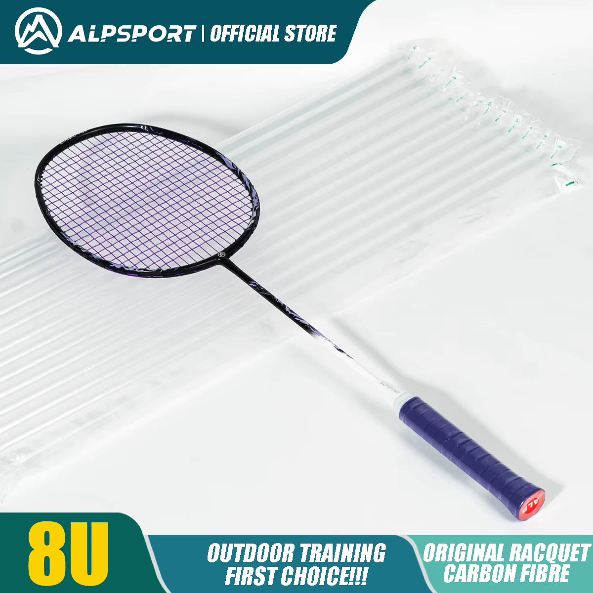 ALP FOX Goddess 8U Ultra-Light 62G Badminton Racket – Black/Purple Professional Racquet in Exquisite Gift Box (Suitable for All Ages)