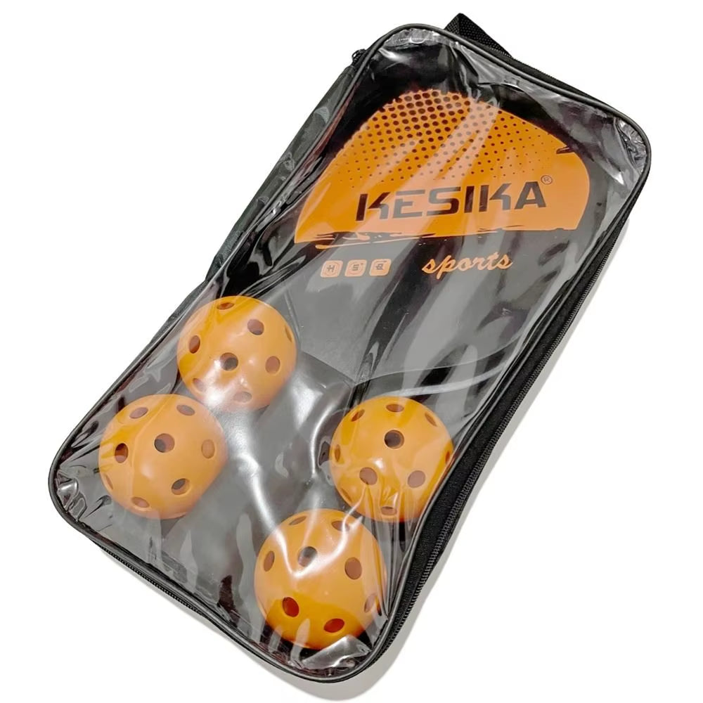 Pickleball Paddle Set with 4 Balls & Carrying Bag – Poplar Wood, Non-Slip (Kids & Family)