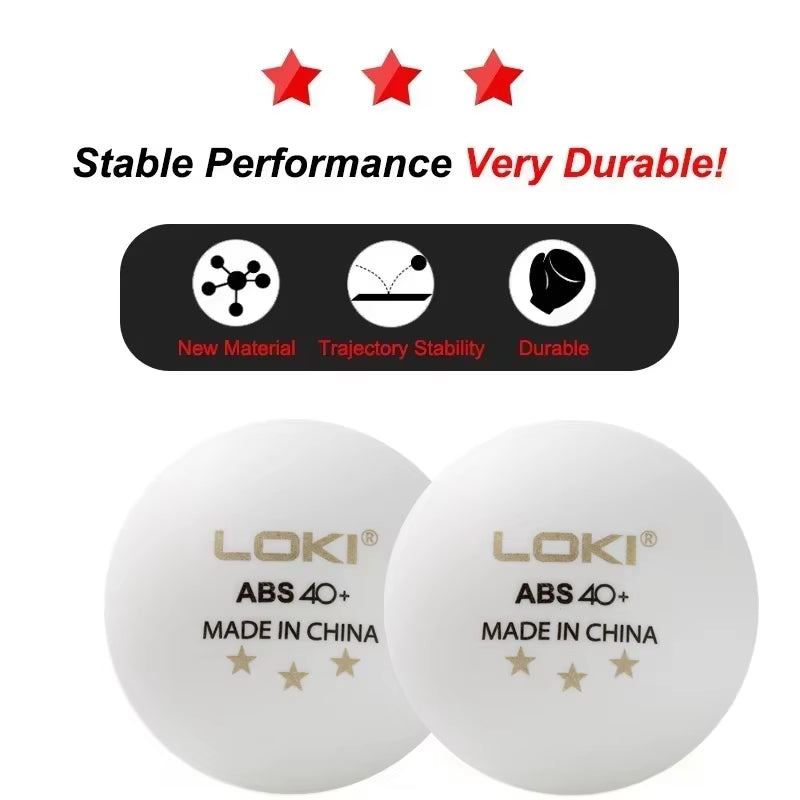 LOKI Pro 3-Star ABS Table Tennis Balls | Durable Seamed Ping Pong Balls for Professional Club Training (10–100 Pack)