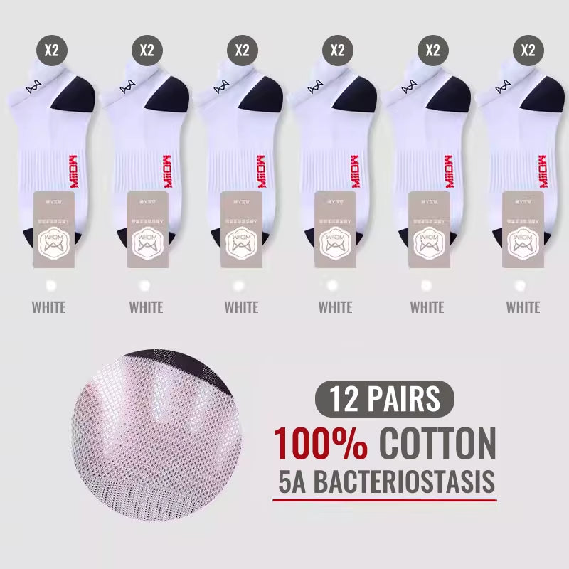 100% Pure Cotton Short Socks Men Ankle Sock Business Dress Ear-Lifting Heel Protection Deodorant Antibacterial Sports Sock