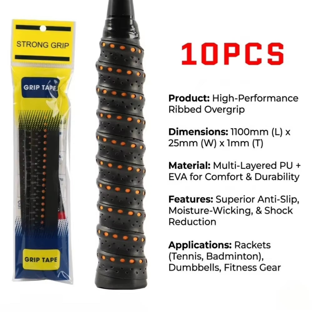 Padel & Tennis Overgrips (10 Pack) – Anti-Slip, Sweat-Absorbing Racket Grip Tape