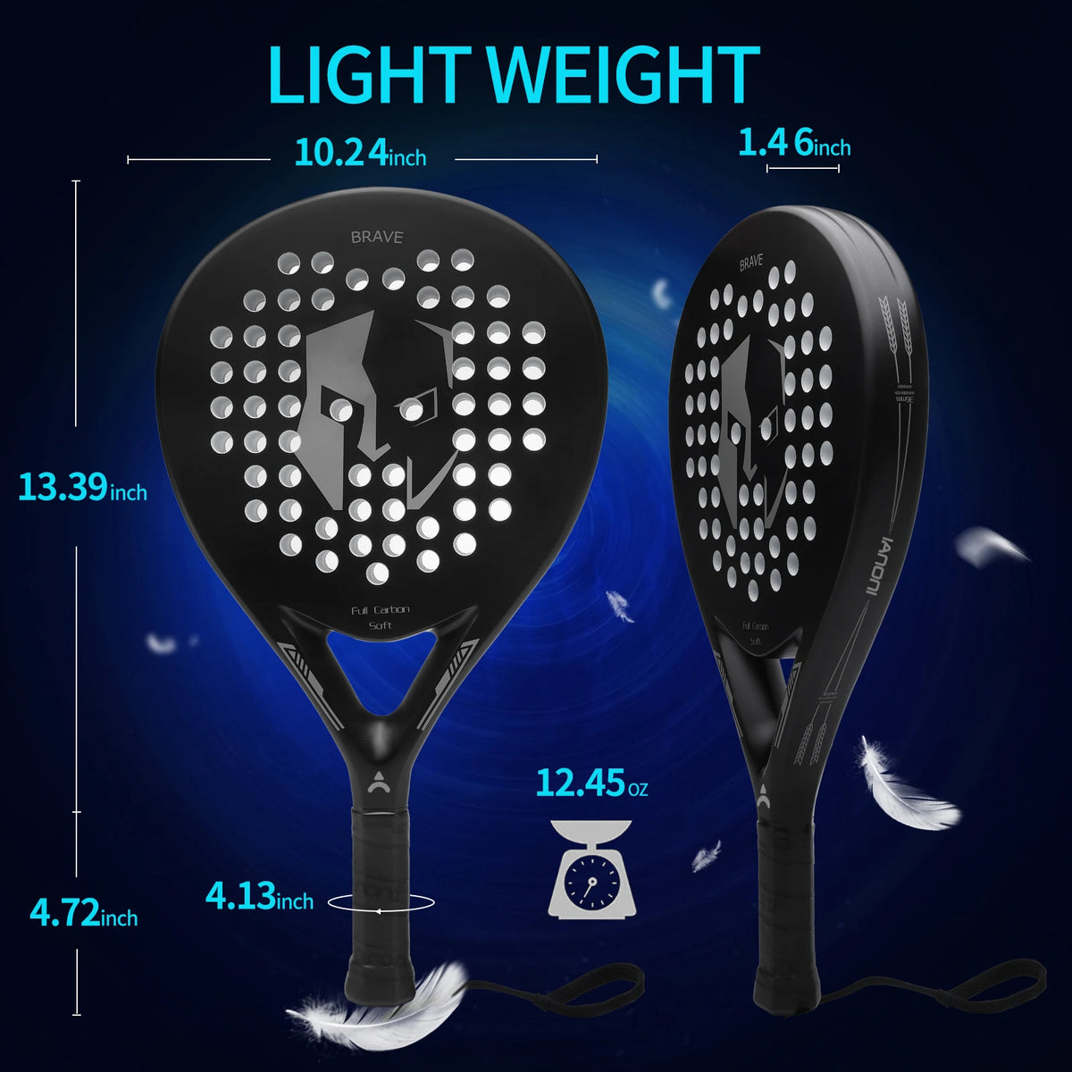 Carbon Fiber Padel Tennis Racket – Lightweight Pop Tennis Paddle Racquet with EVA Memory Flex Foam Core for Superior Control