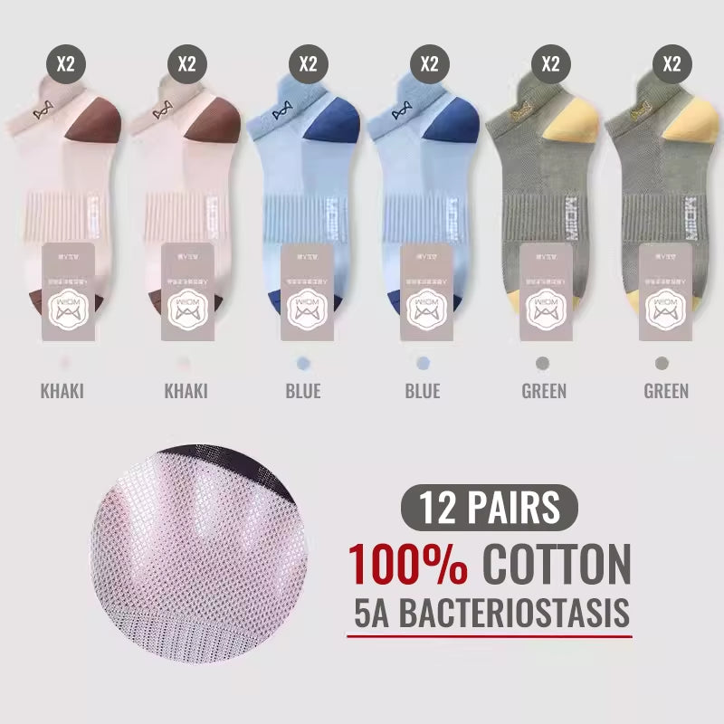 100% Pure Cotton Short Socks Men Ankle Sock Business Dress Ear-Lifting Heel Protection Deodorant Antibacterial Sports Sock