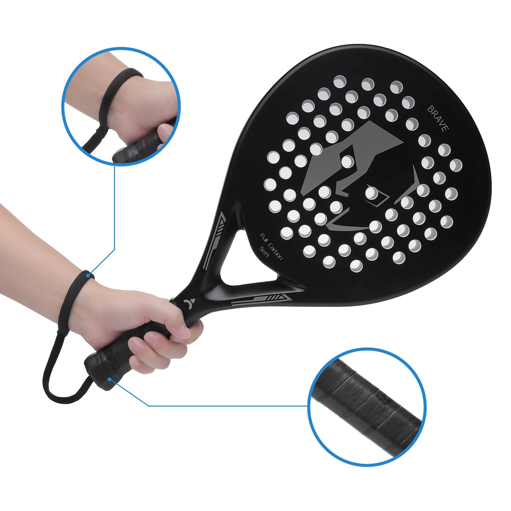 Carbon Fiber Padel Tennis Racket – Lightweight Pop Tennis Paddle Racquet with EVA Memory Flex Foam Core for Superior Control