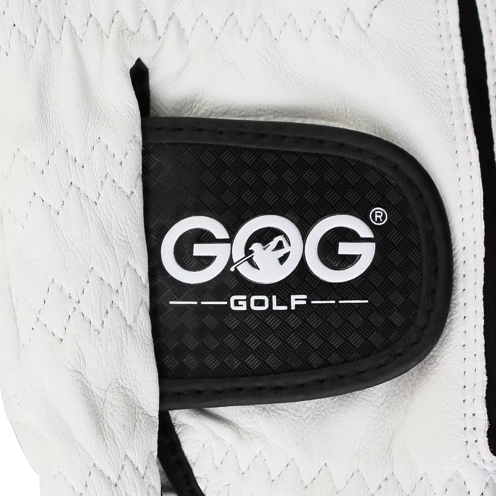 GOG Men's Golf Glove – Soft Sheepskin Palm, Breathable Mesh, White & Black